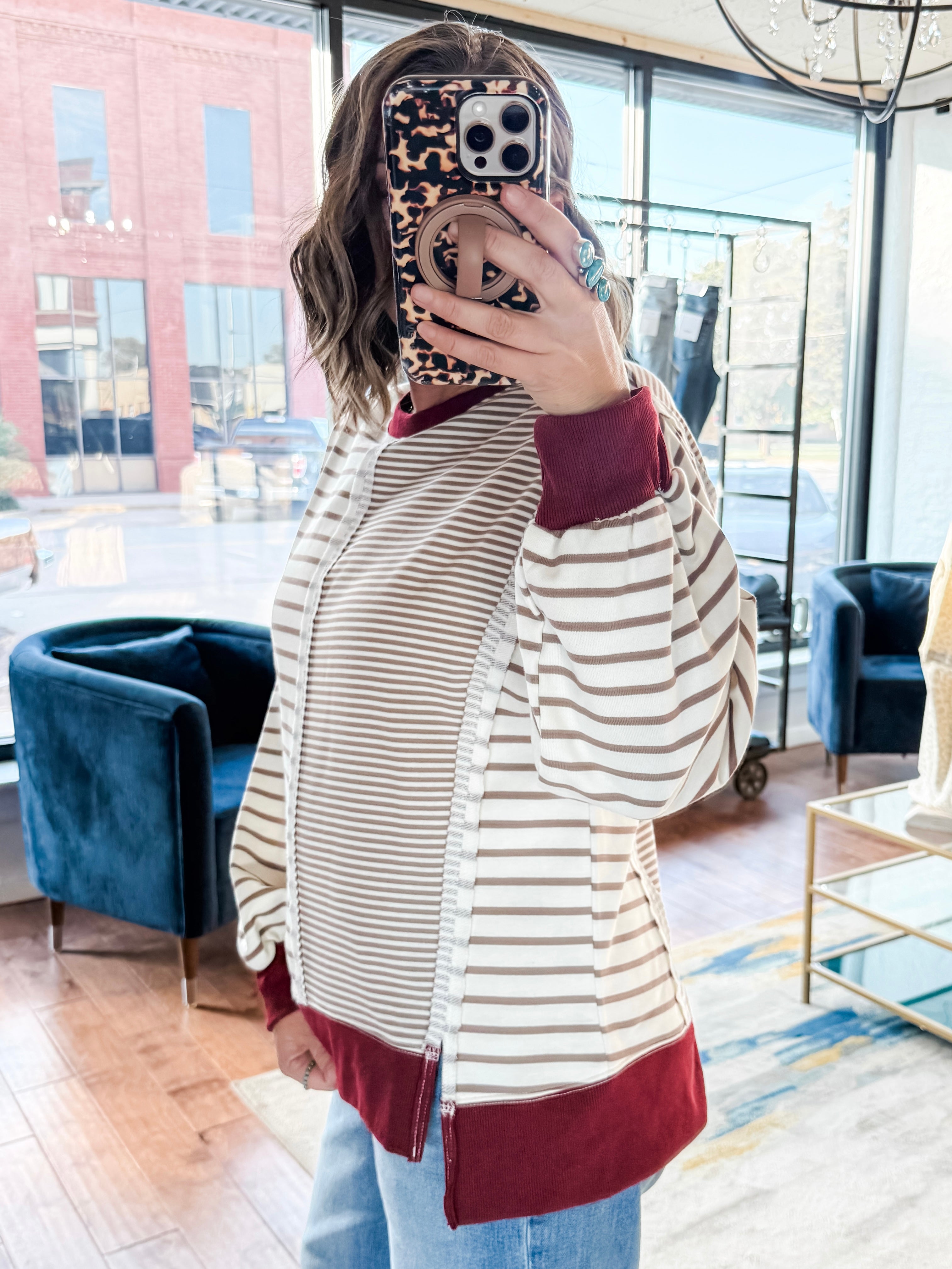 Striped Contrast Sweatshirt
