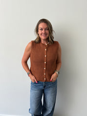 Textured Button Sweater Vest