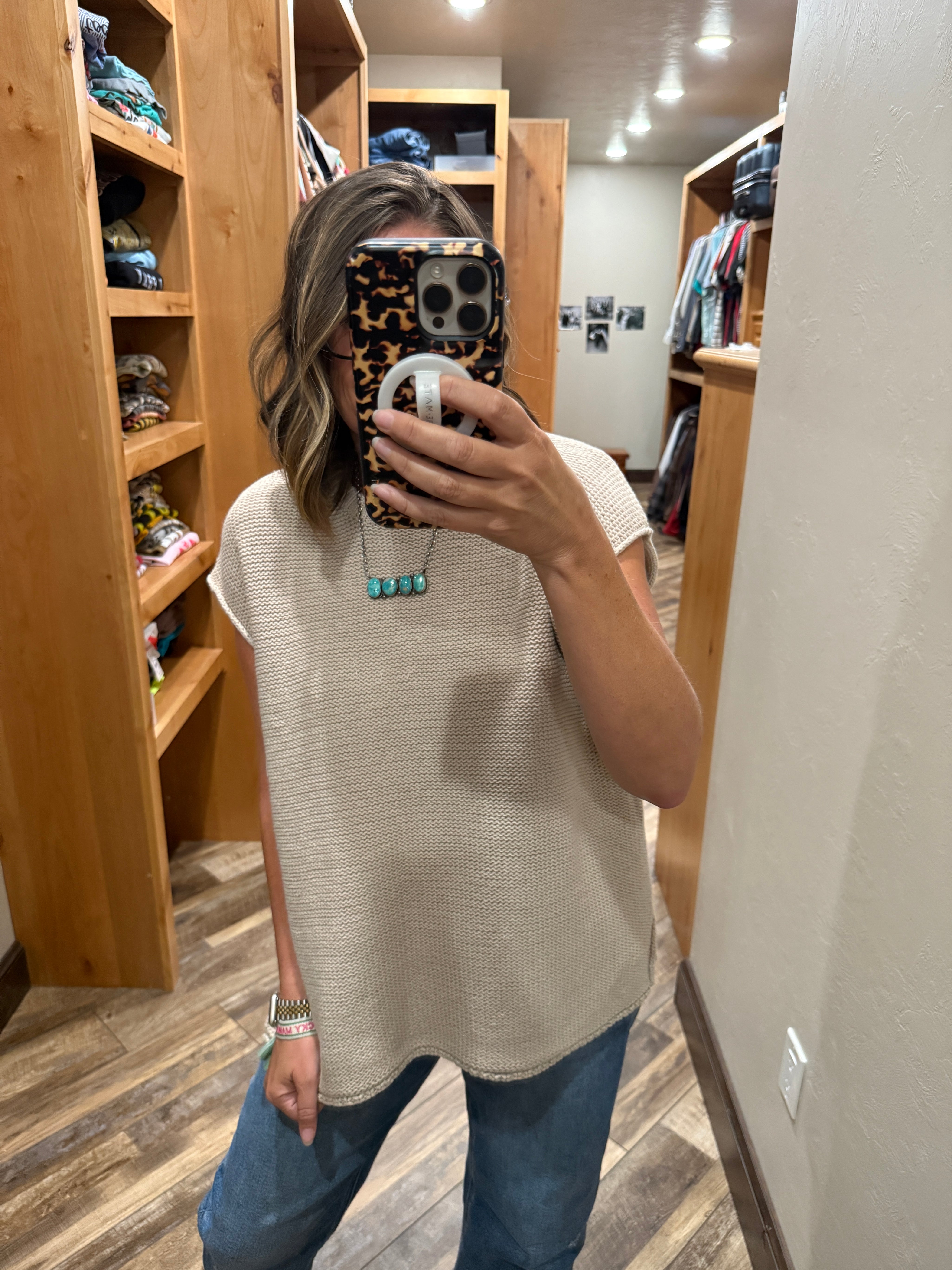 Classic Side-Slit Sleeveless Sweater