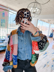 Rainbow Squares Cardigan