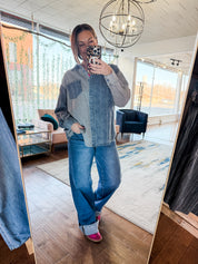 Contrast Denim Striped Shirt