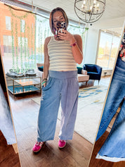Mineral Washed Cropped Wide Leg Pants
