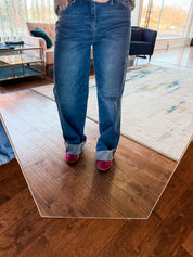 Baggy Wide Leg Cuffed Jeans