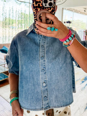 Denim Puff Sleeve Top