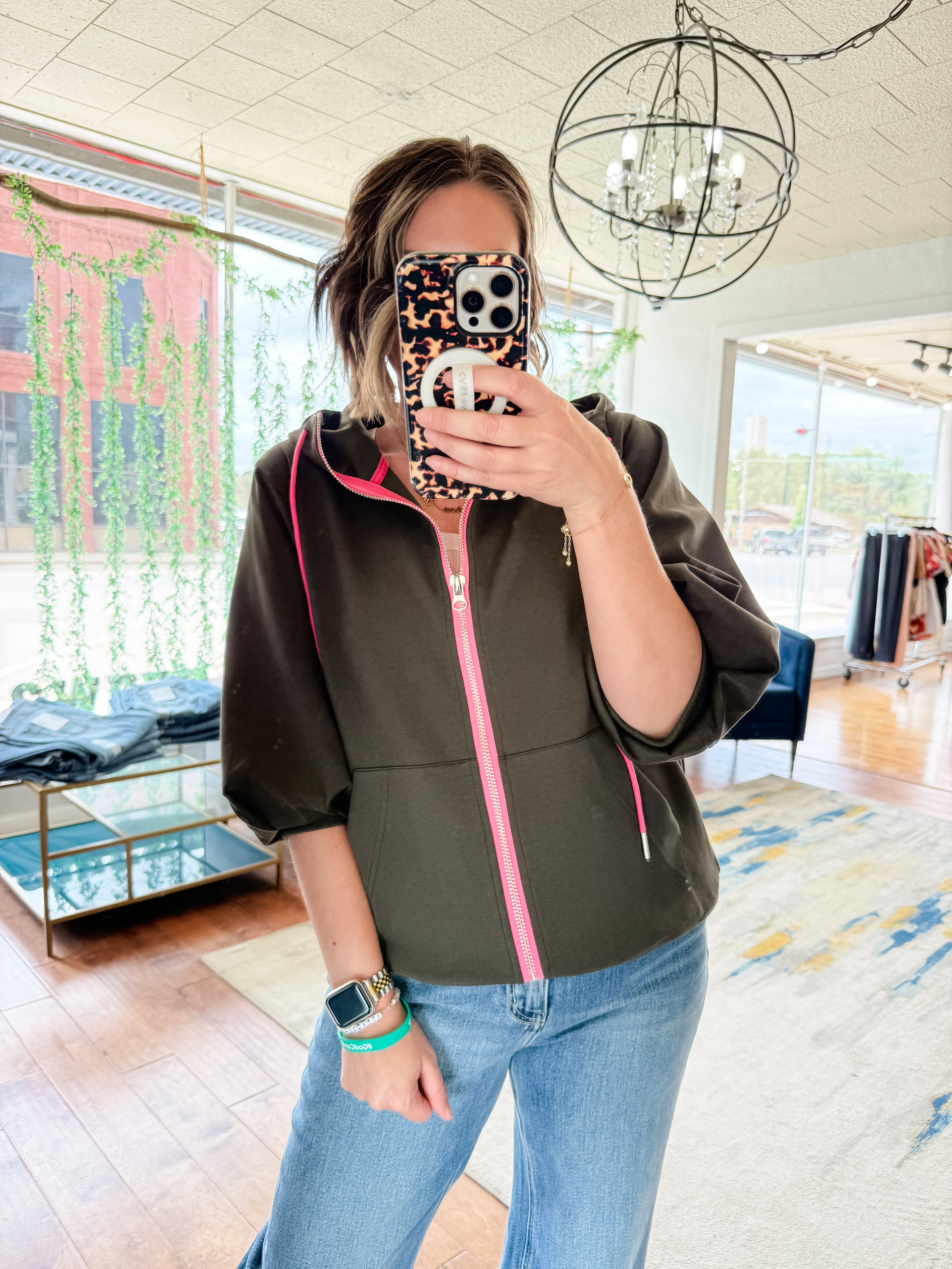 Two Tone Zip Up Hoodie