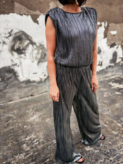 Metallic Muscle Top Pant Set