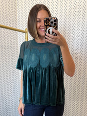 Ellie Applique Velvet Top