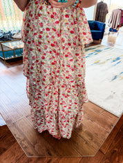 Floral Print Tiered Tie-strap Maxi Dress