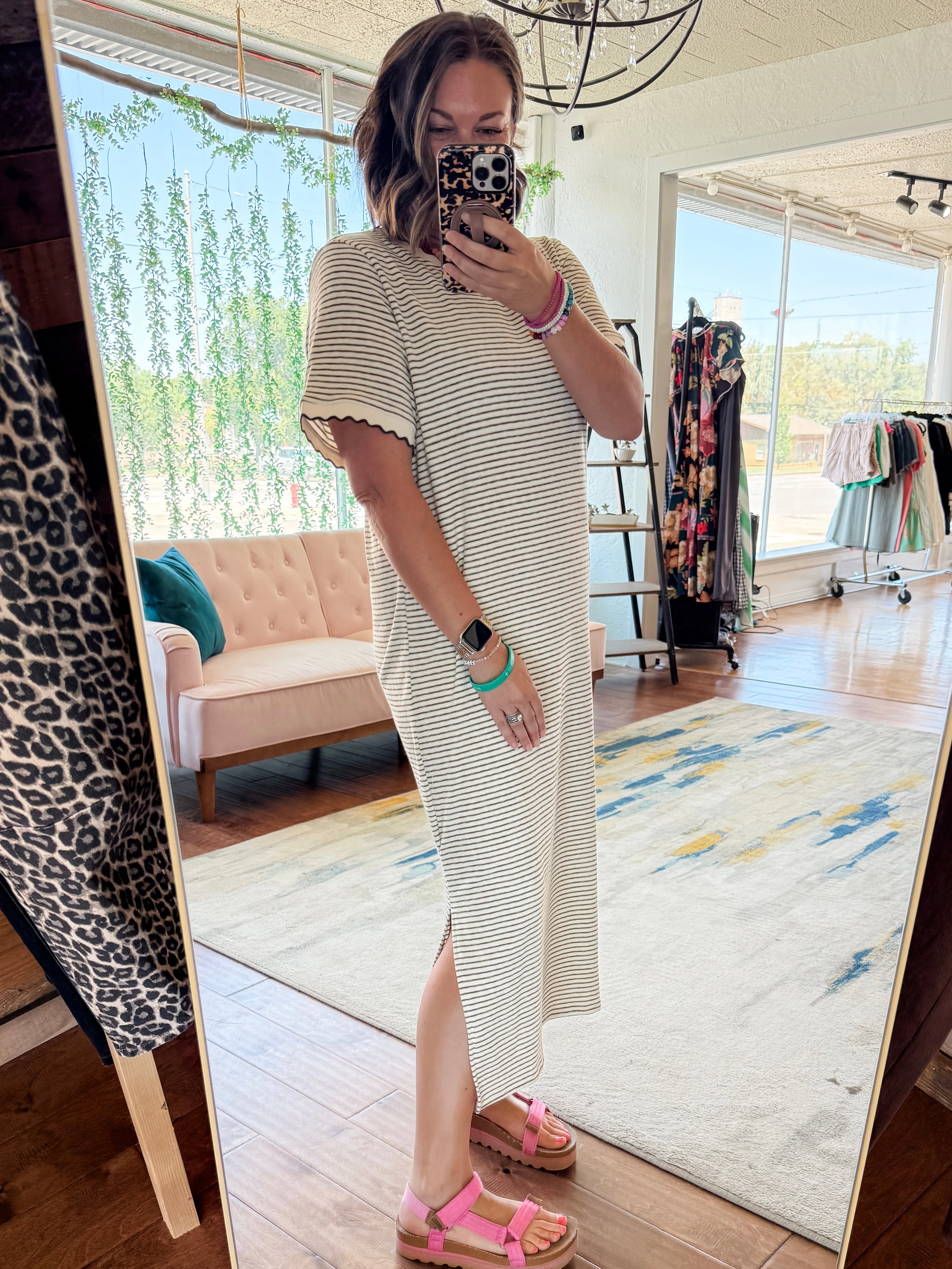 Scalloped Trim T-Shirt Dress