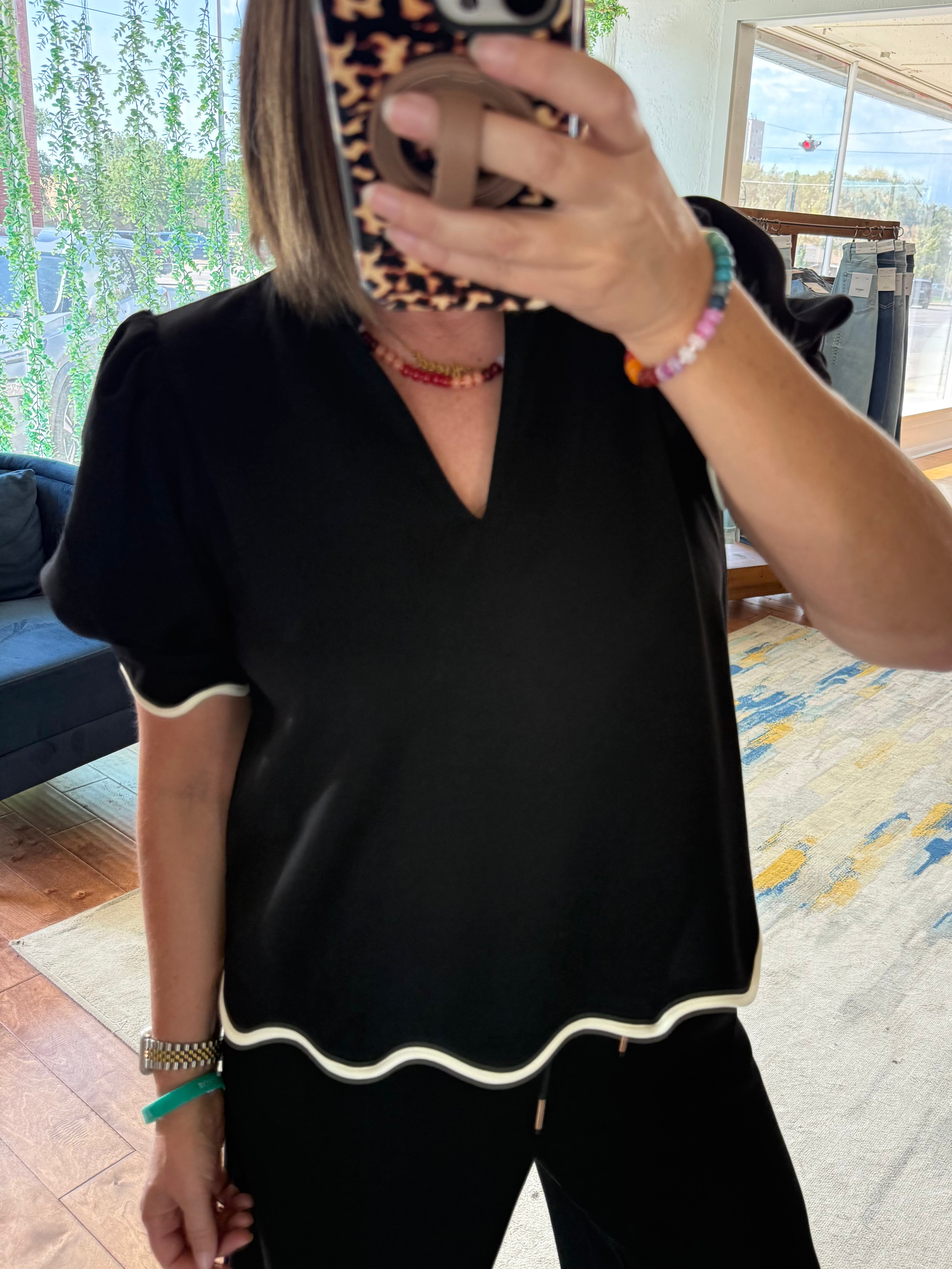 Storey Scalloped Top