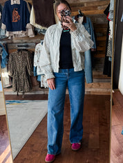 Harper Striped Ruffle Jacket