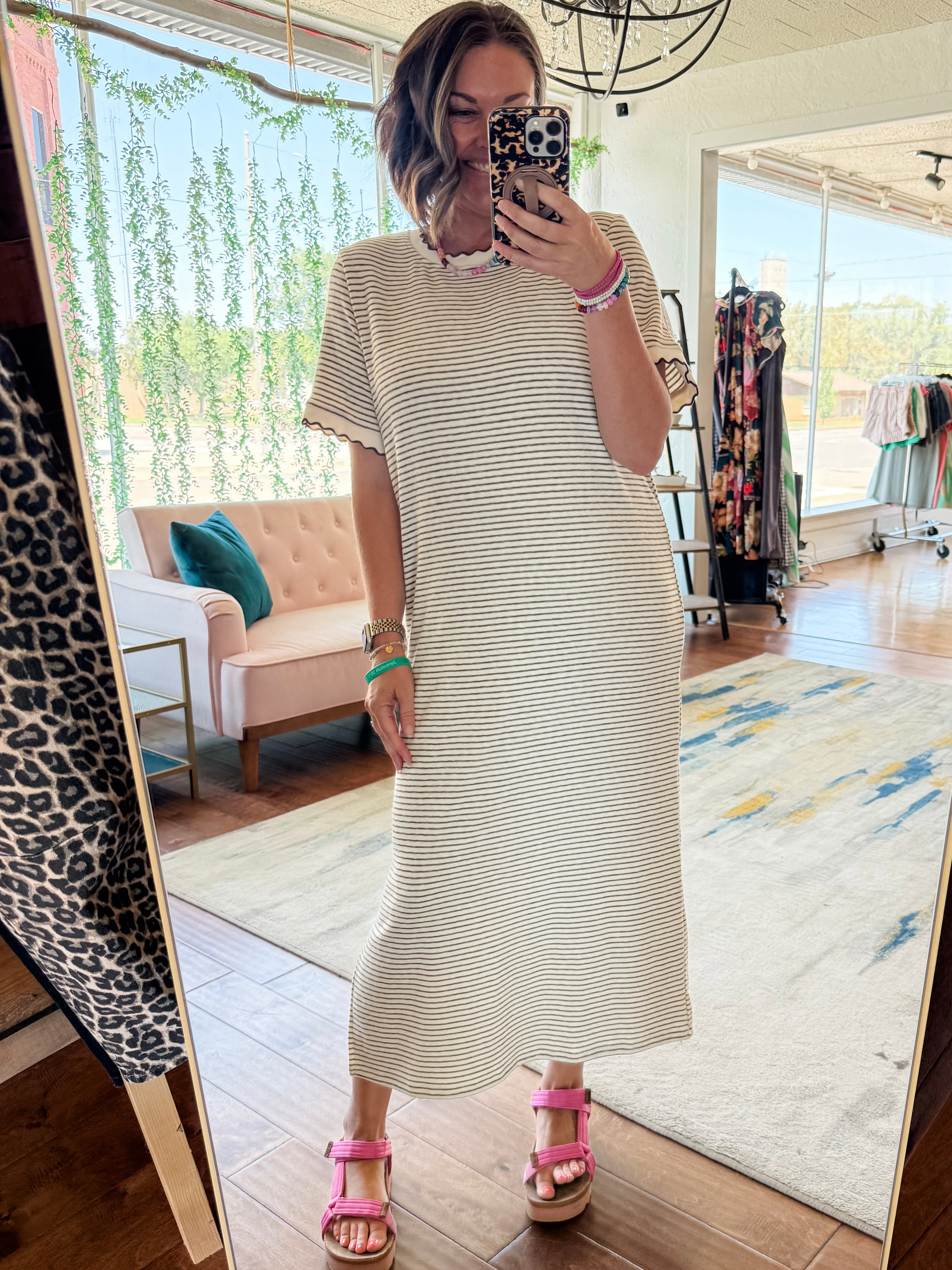 Scalloped Trim T-Shirt Dress