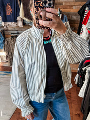 Harper Striped Ruffle Jacket