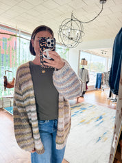 Multi Stripe Oversized Cardigan