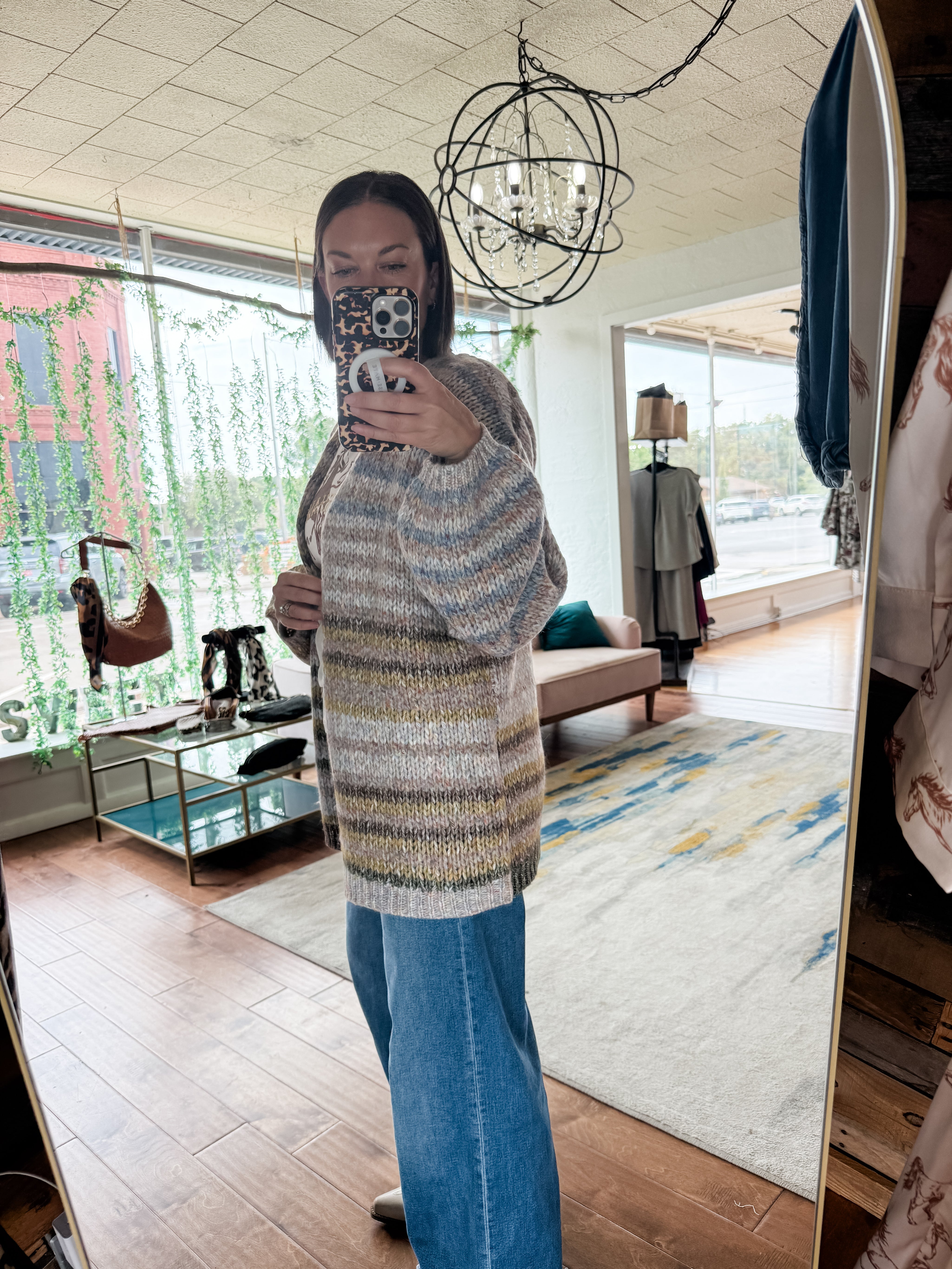 Multi Stripe Oversized Cardigan