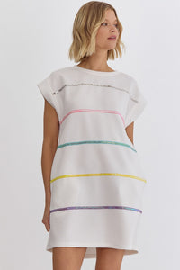 Sparkled Striped Textured Dress