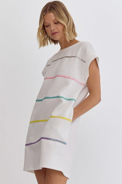 Sparkled Striped Textured Dress