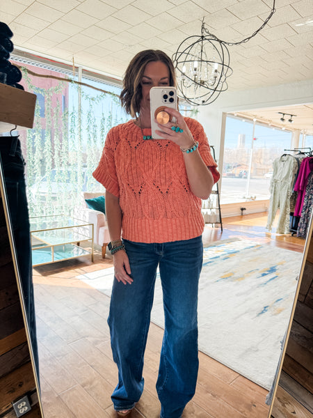 Salmon Short Sleeve Sweater