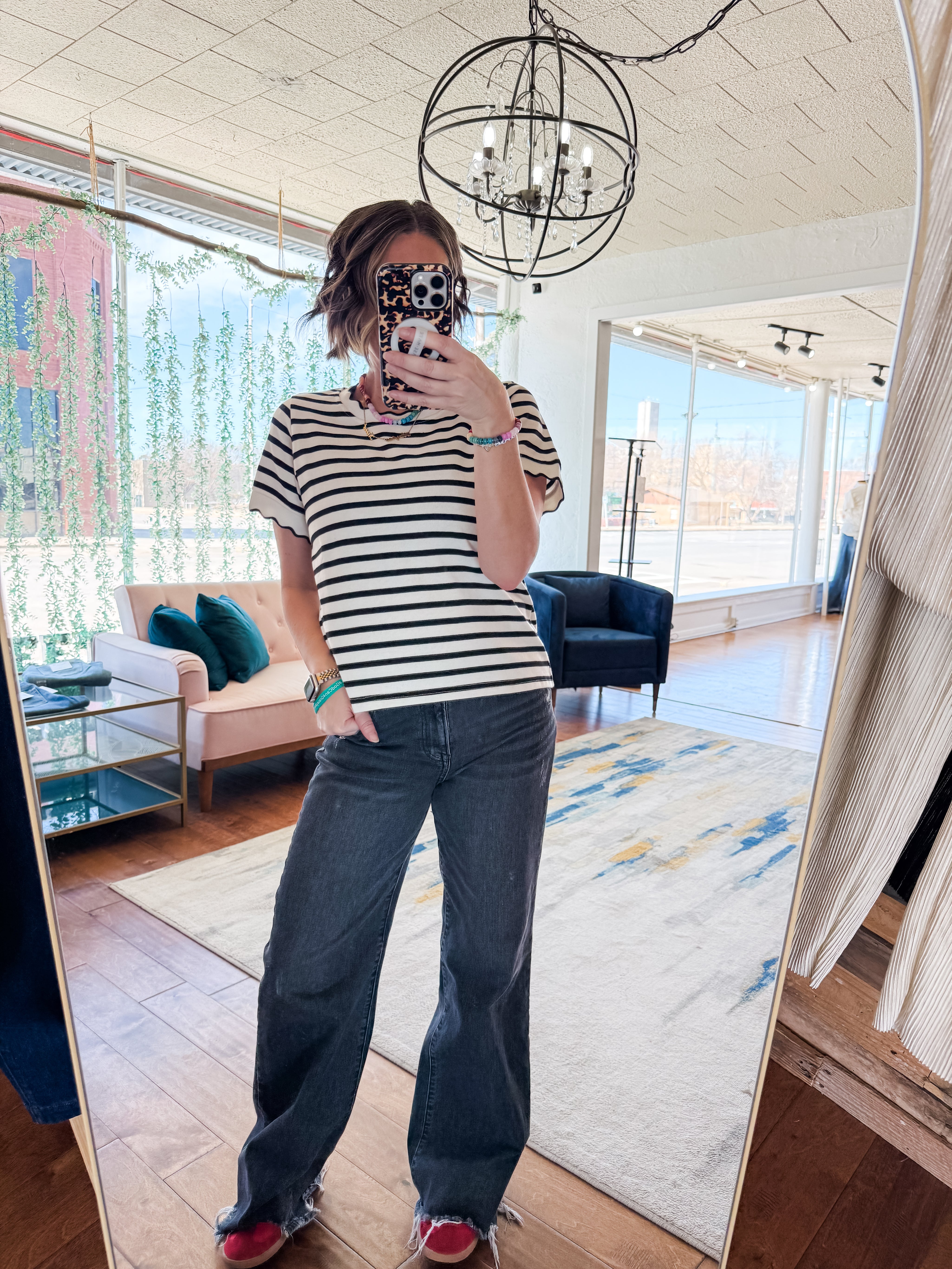 Scalloped Stripe Top