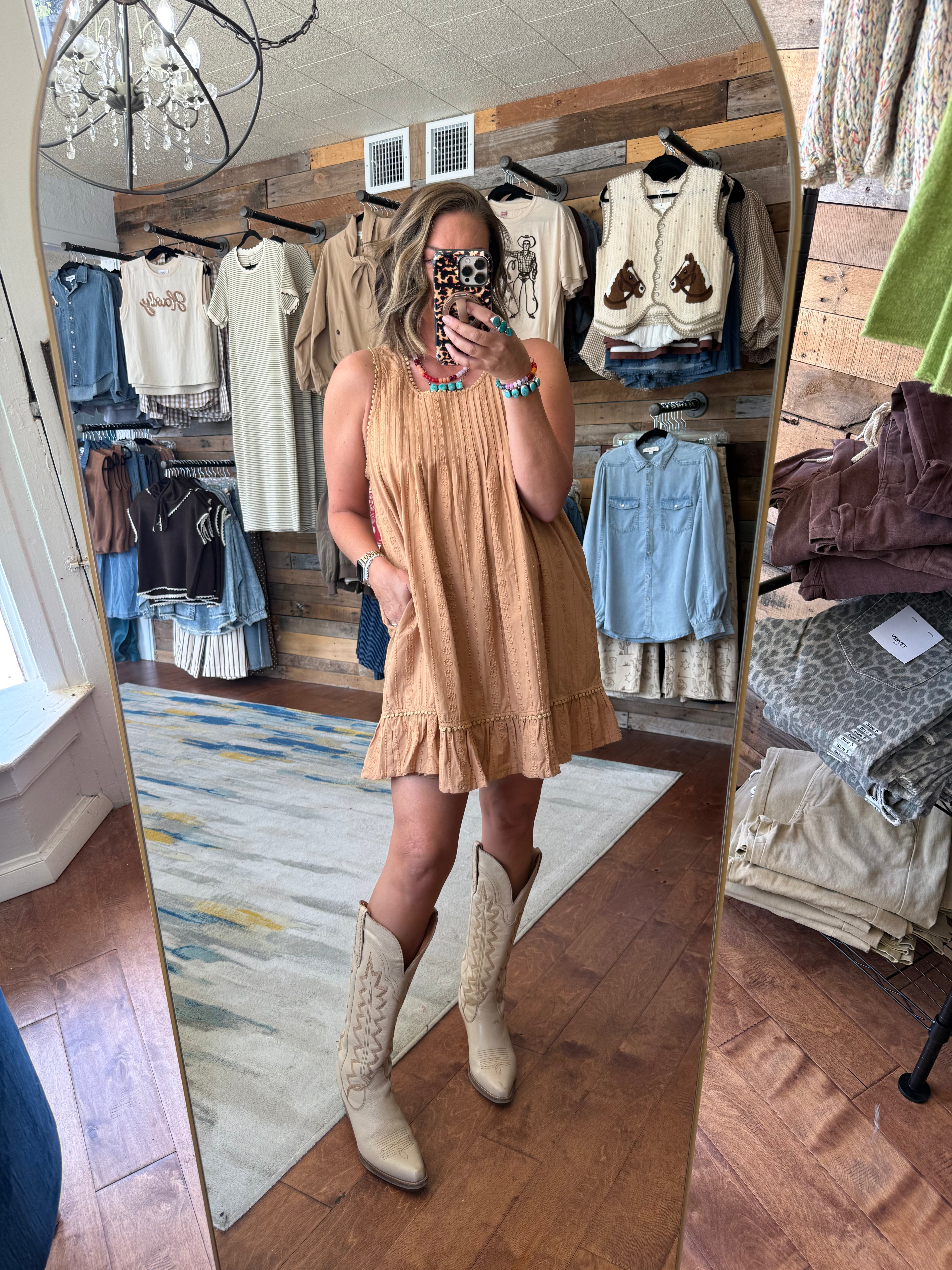 Textured Pintuck Mini Dress
