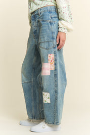 Patchwork Barrel Jeans