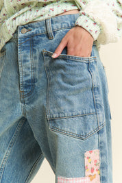 Patchwork Barrel Jeans