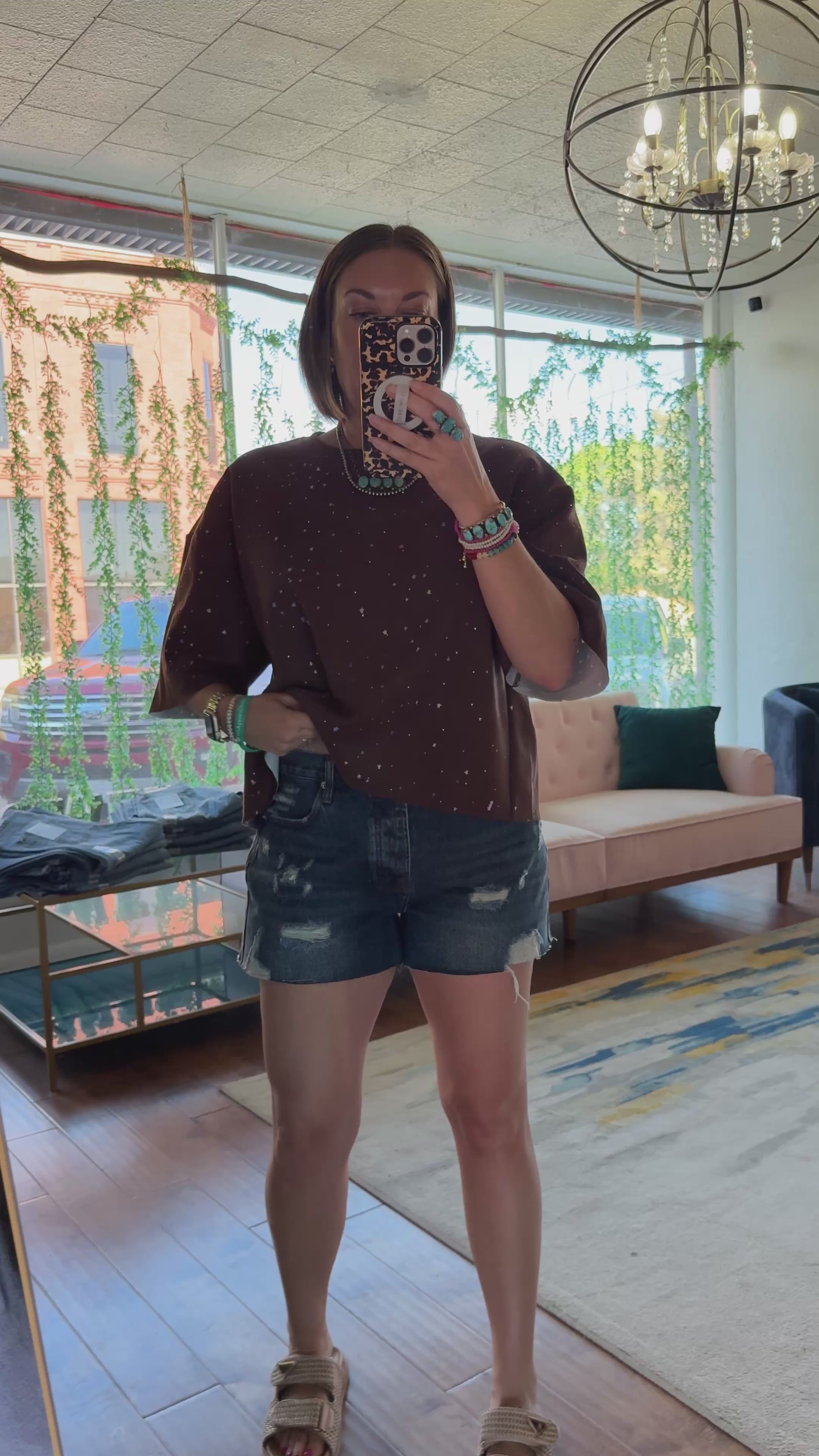 Structured Denim Shorts
