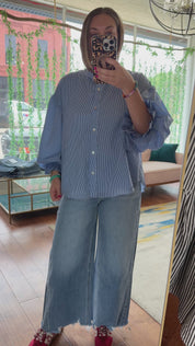 Pinstripe Voluminous Bubble Blouse