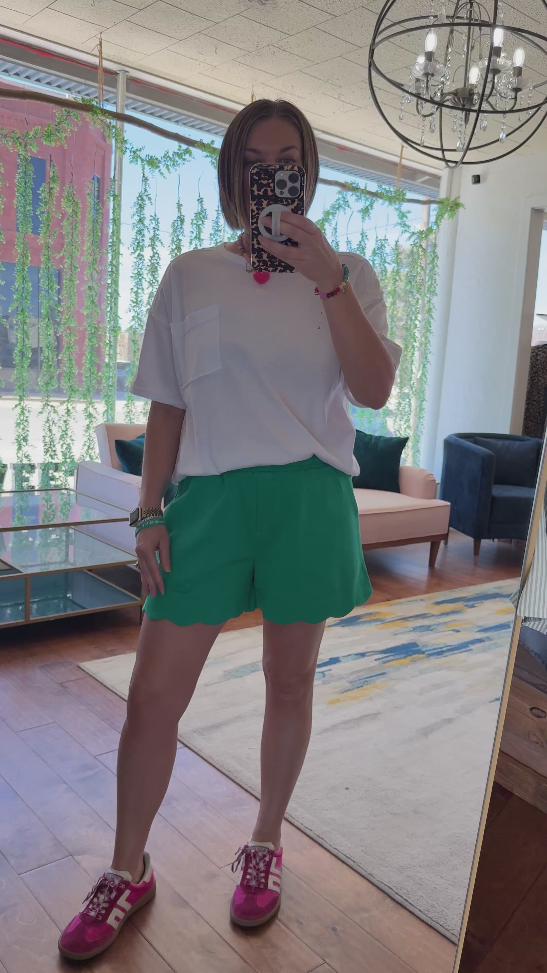 Scalloped Hem Lounge Shorts
