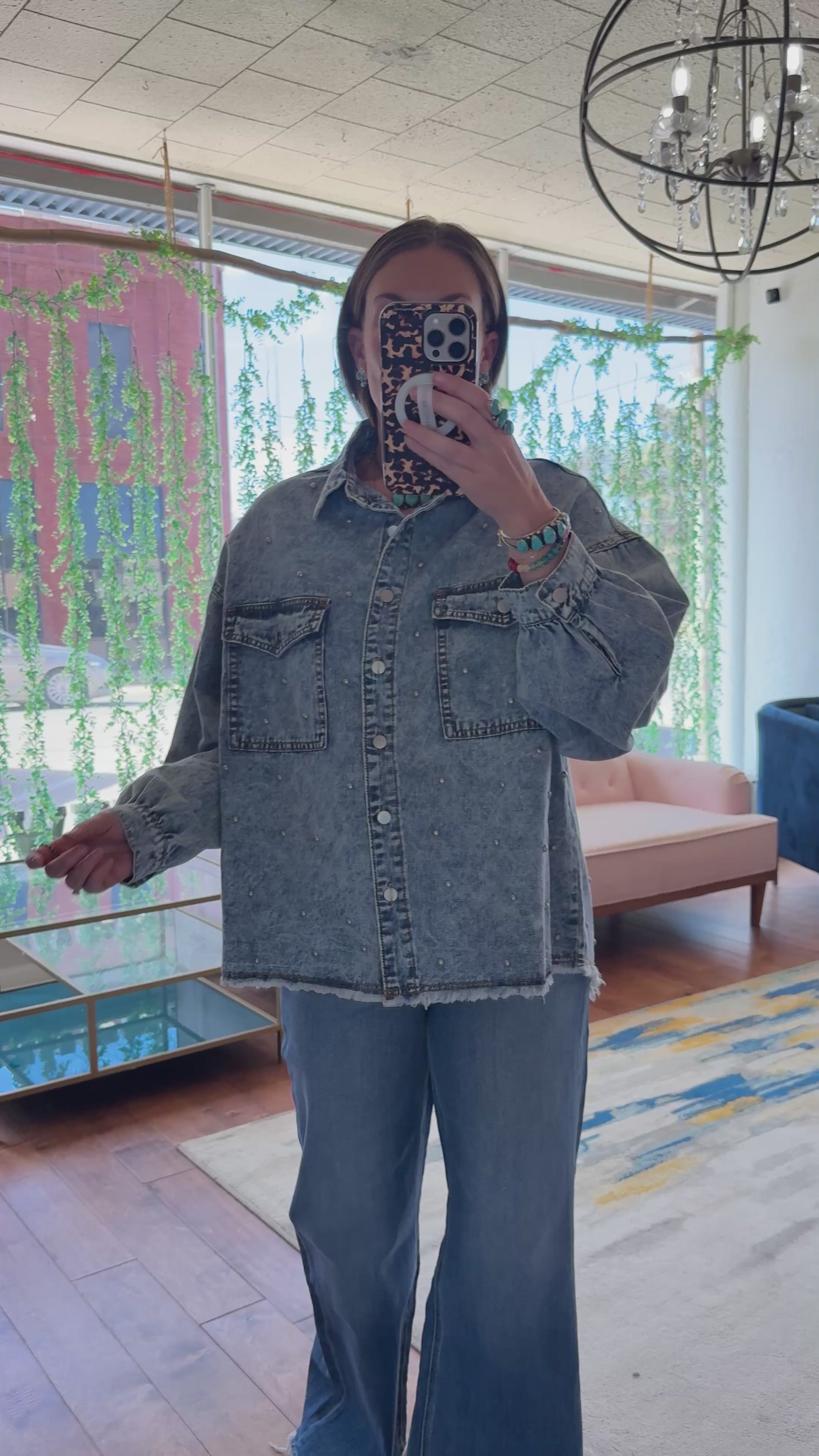 Aurora Studded Denim Top