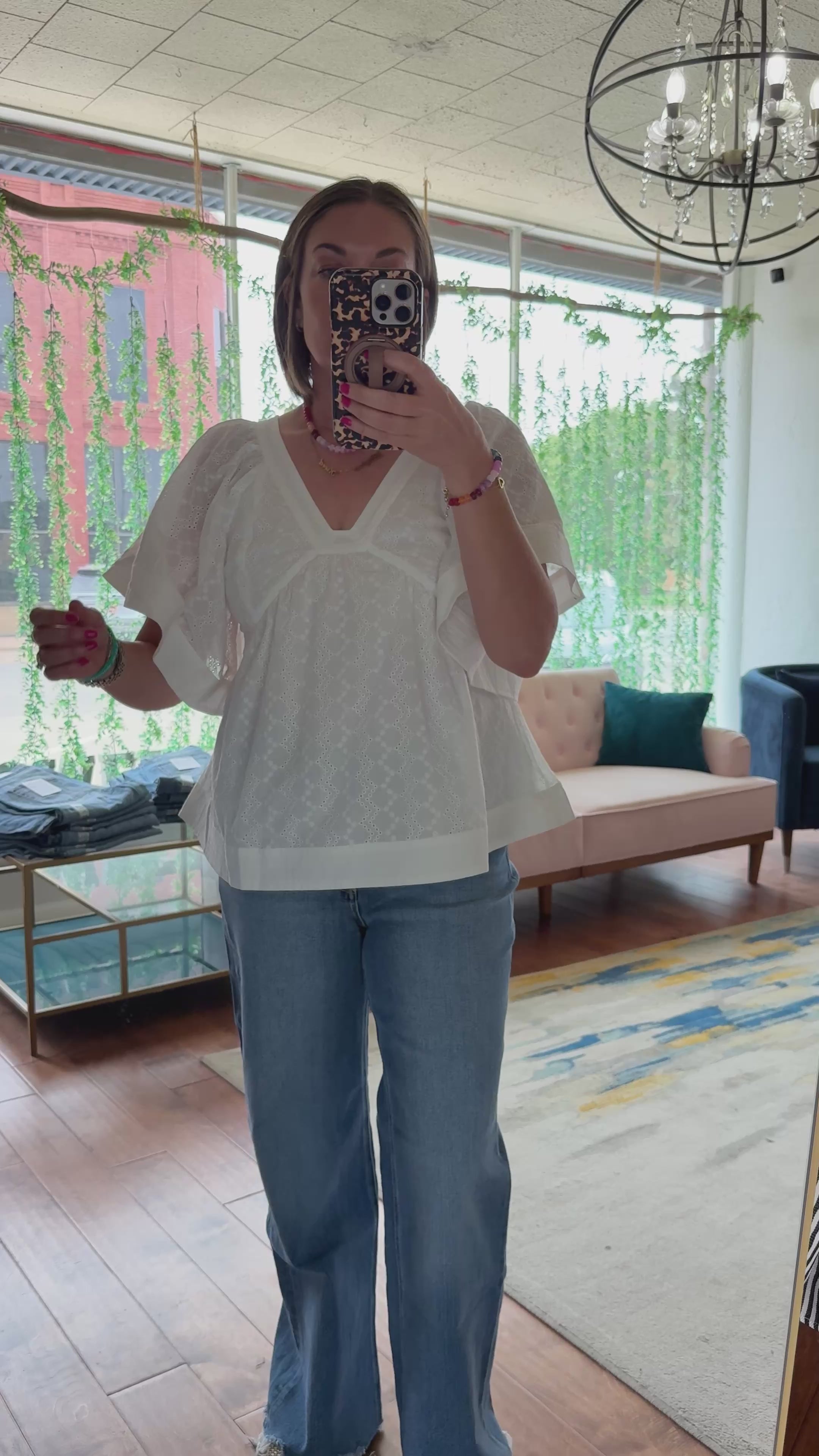 Top Stitch Eyelet Blouse