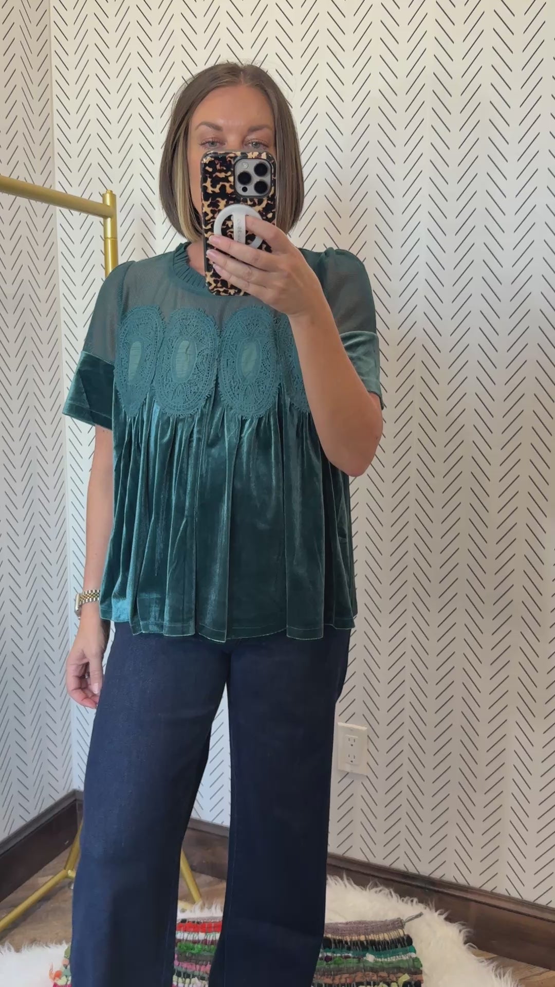 Ellie Applique Velvet Top