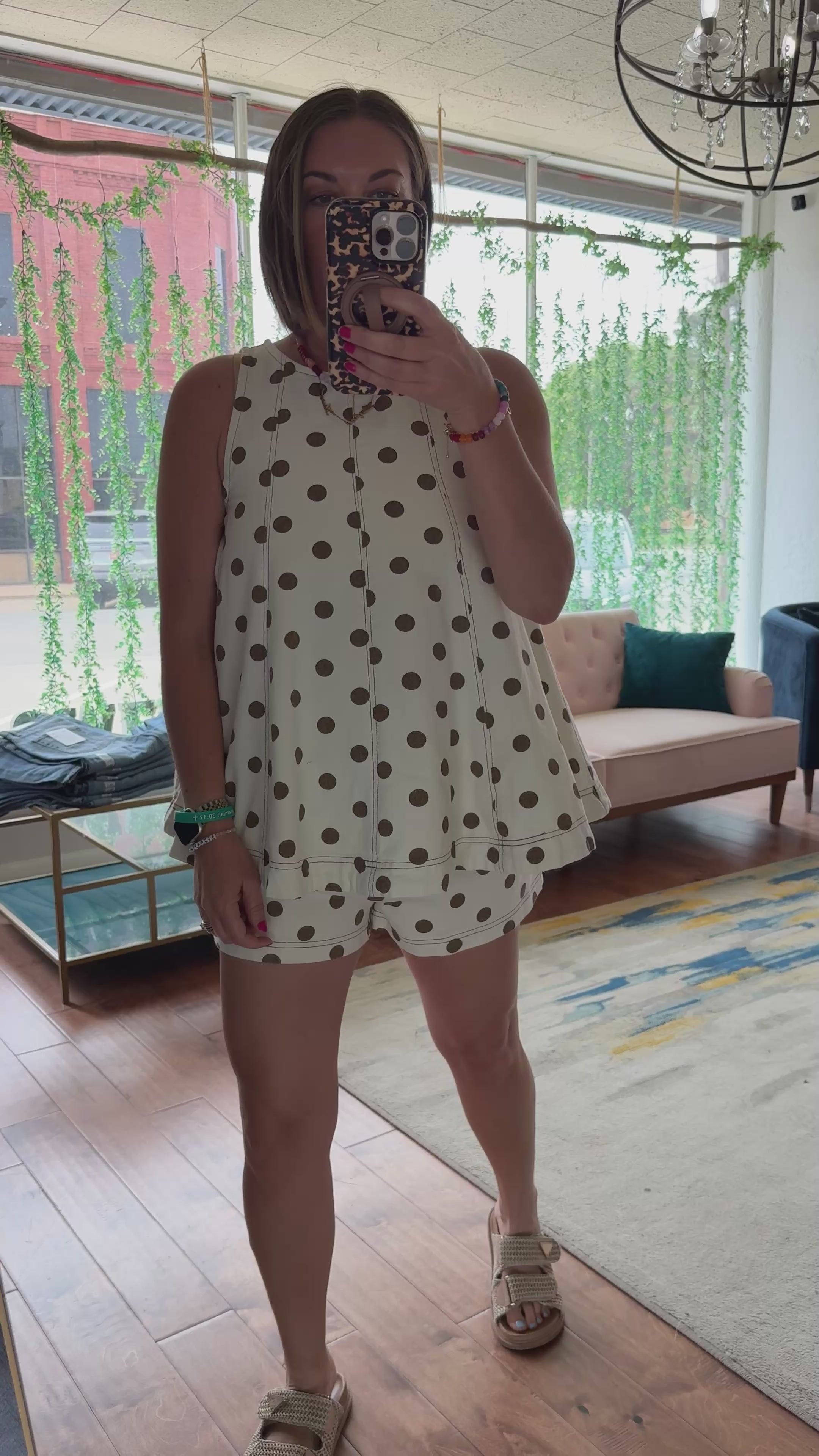 Mineral Washed Polka Dot Swing Top