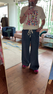 Pinstripe Straight Leg Pants