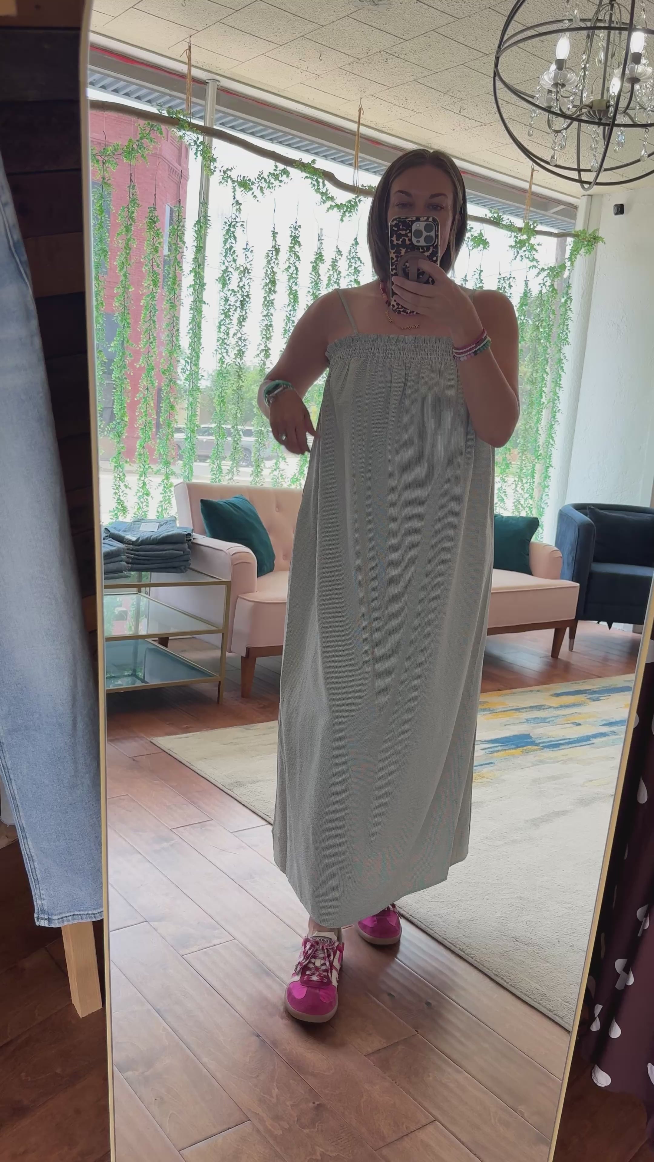 Striped Sleeveless Midi Dress