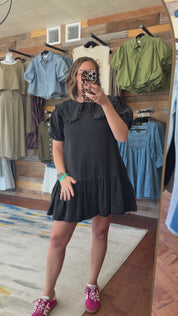 Ruffle Collar Puff Sleeve Dress