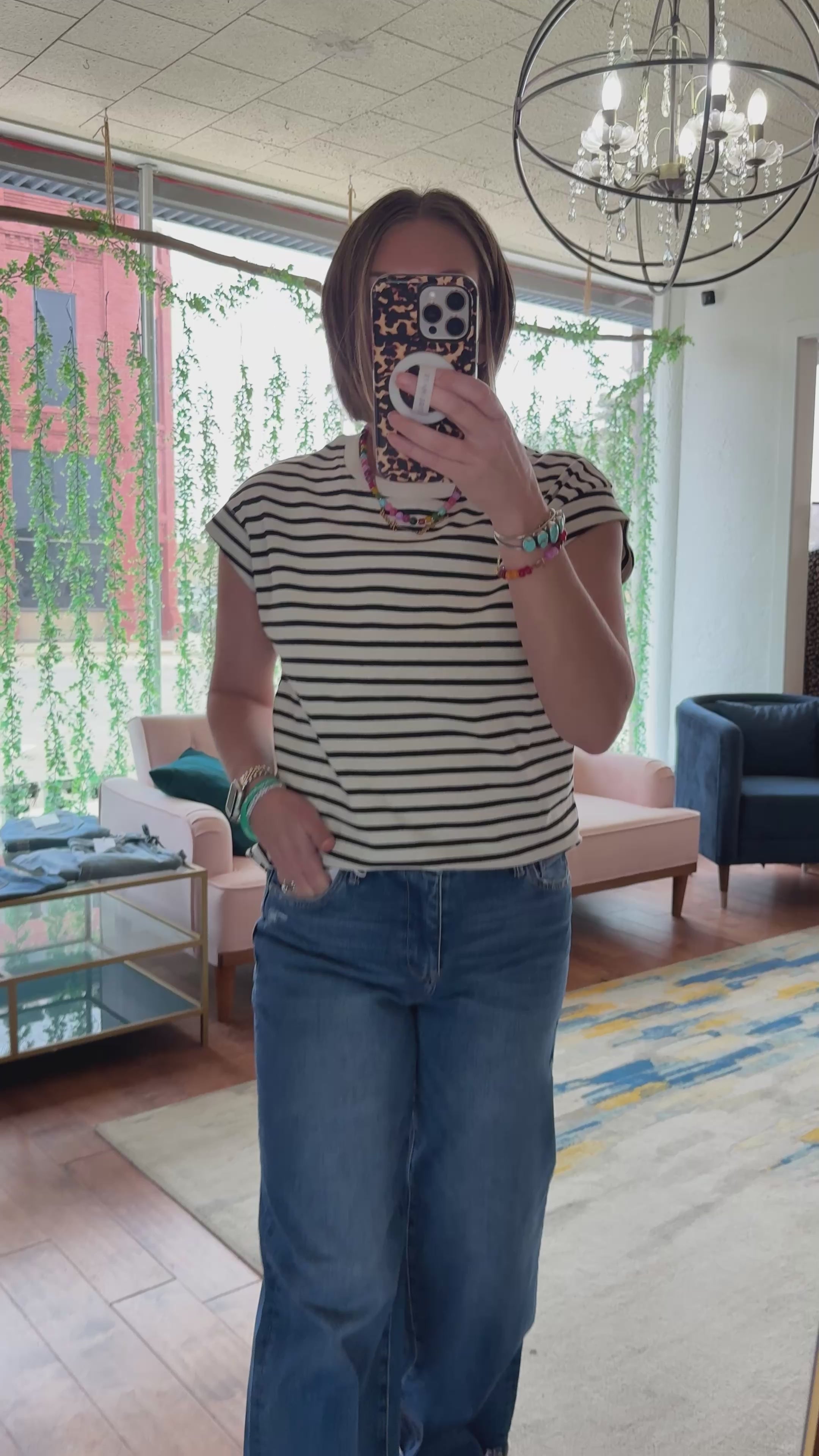 Striped Cap Sleeve Tee