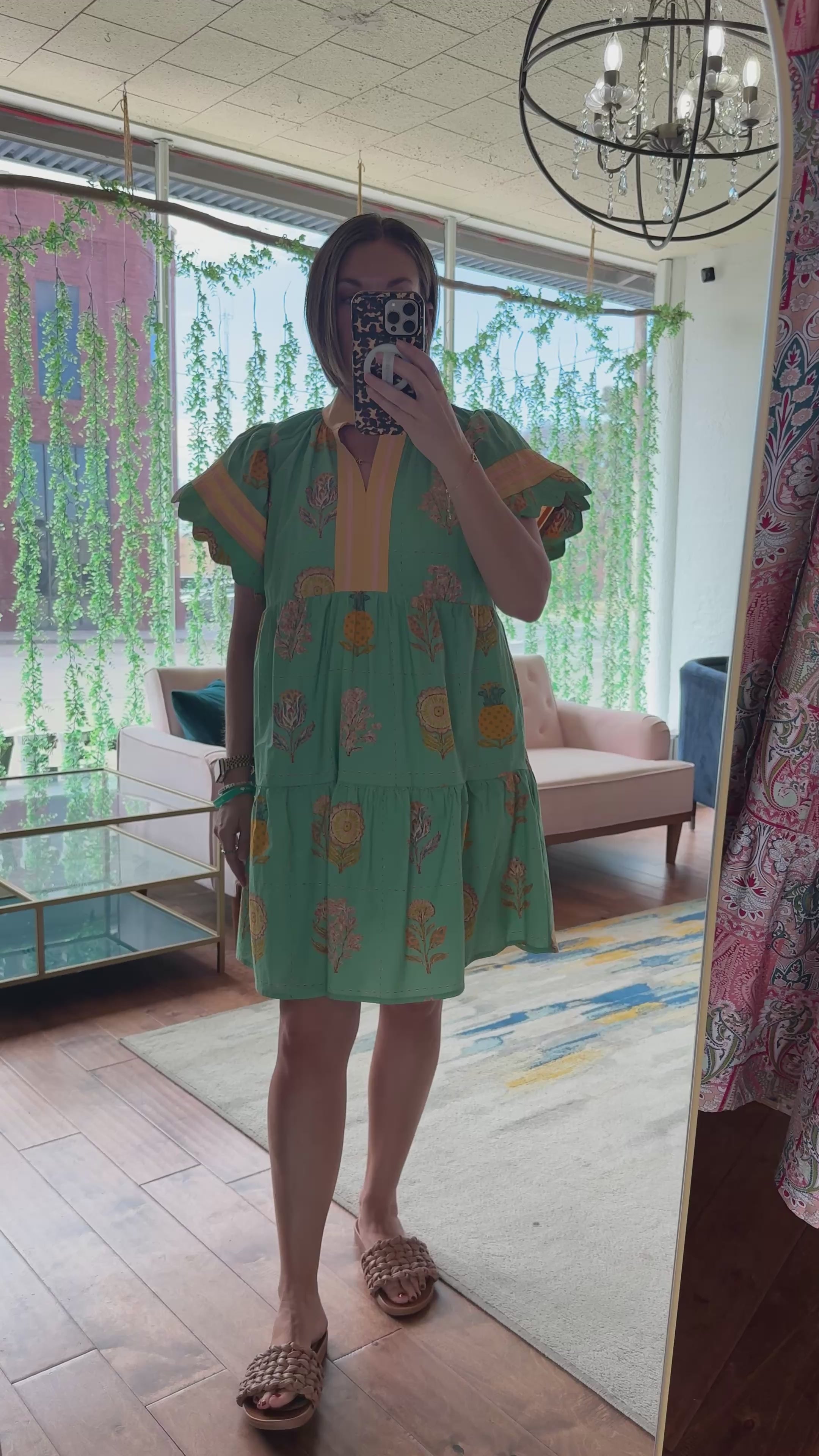 Printed Scalloped Mini Dress