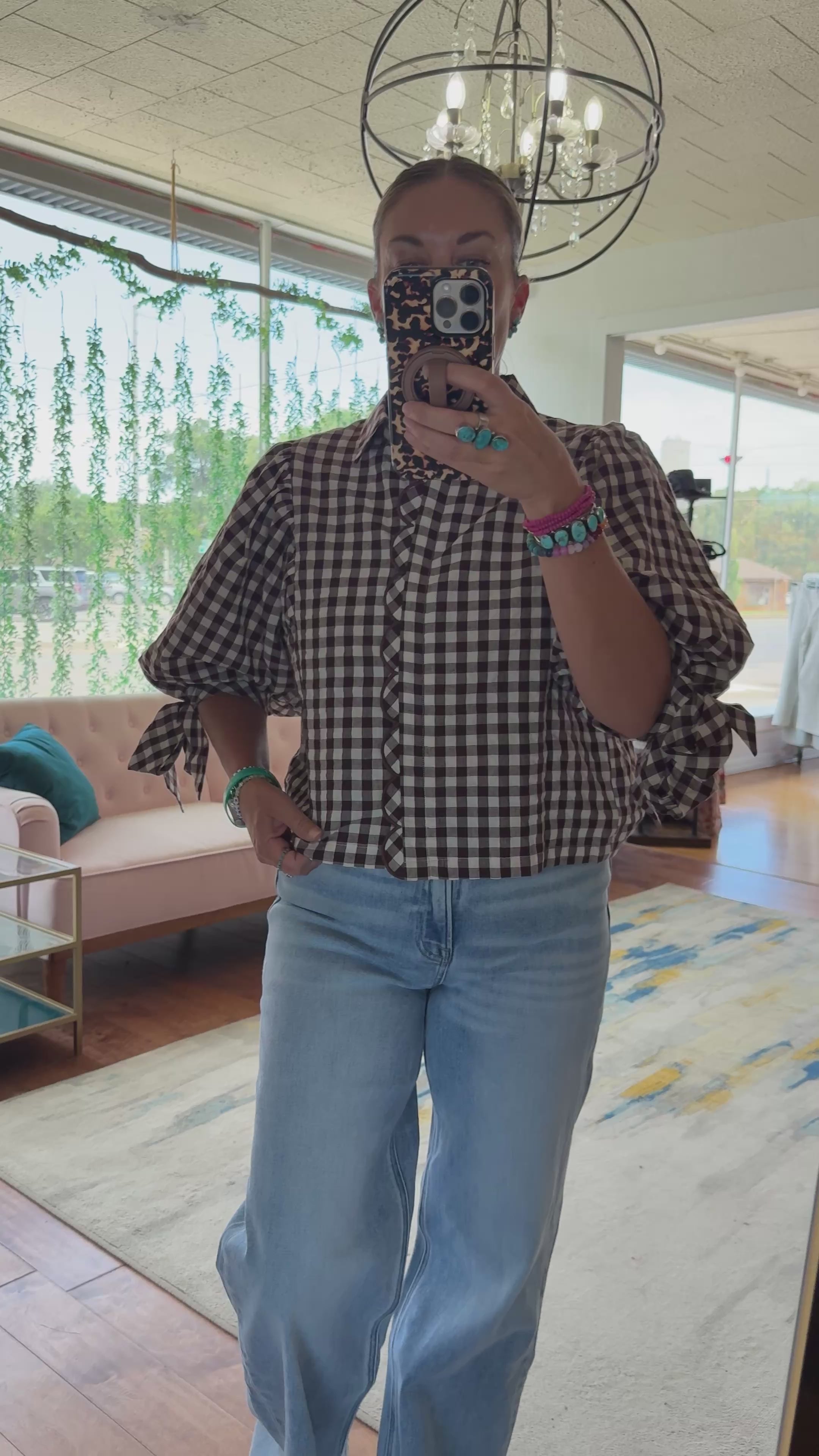 Gingham Tie Top
