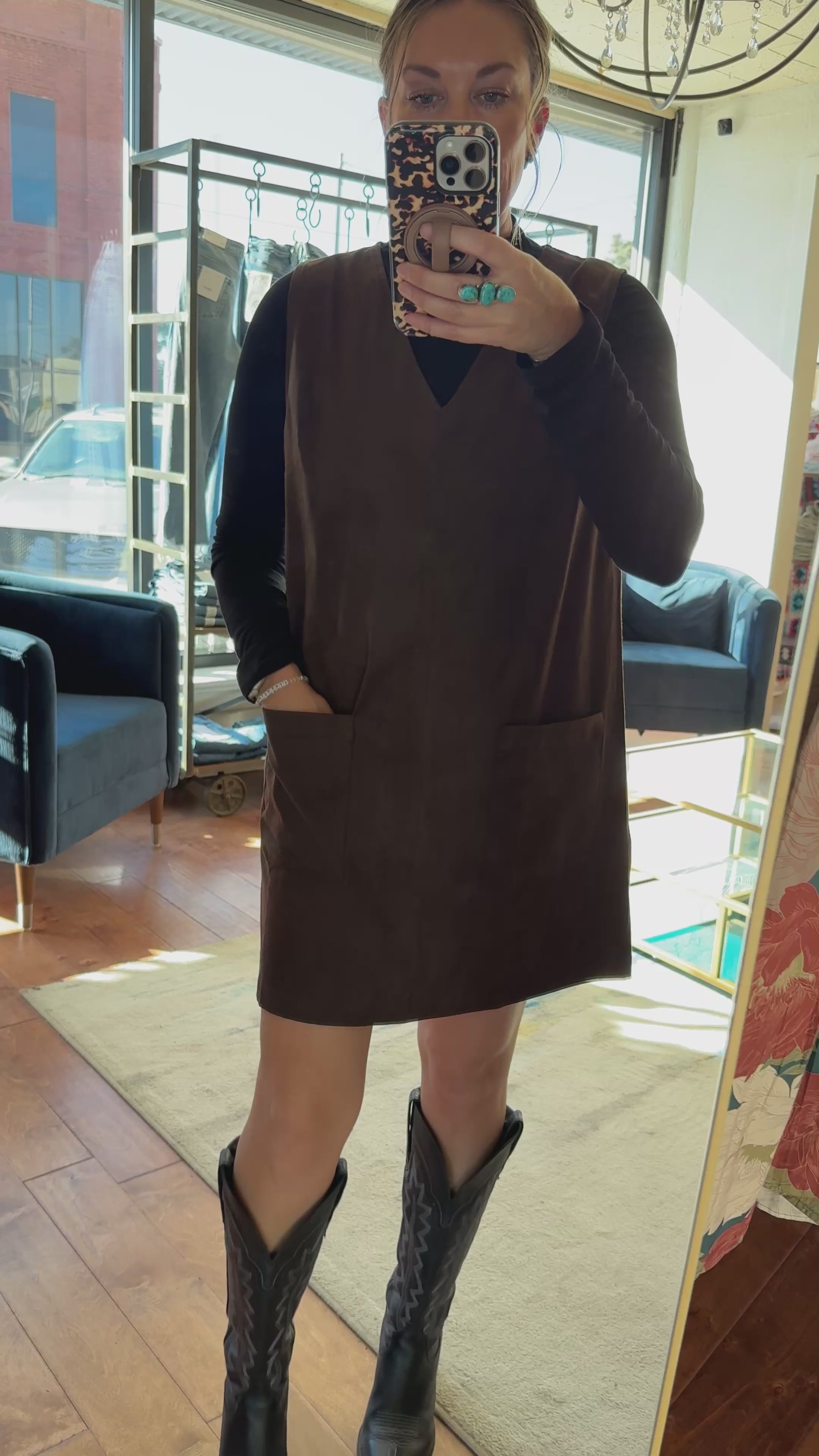 Suede Sleeveless Mini Dress