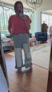 Chambray Patchwork Pants