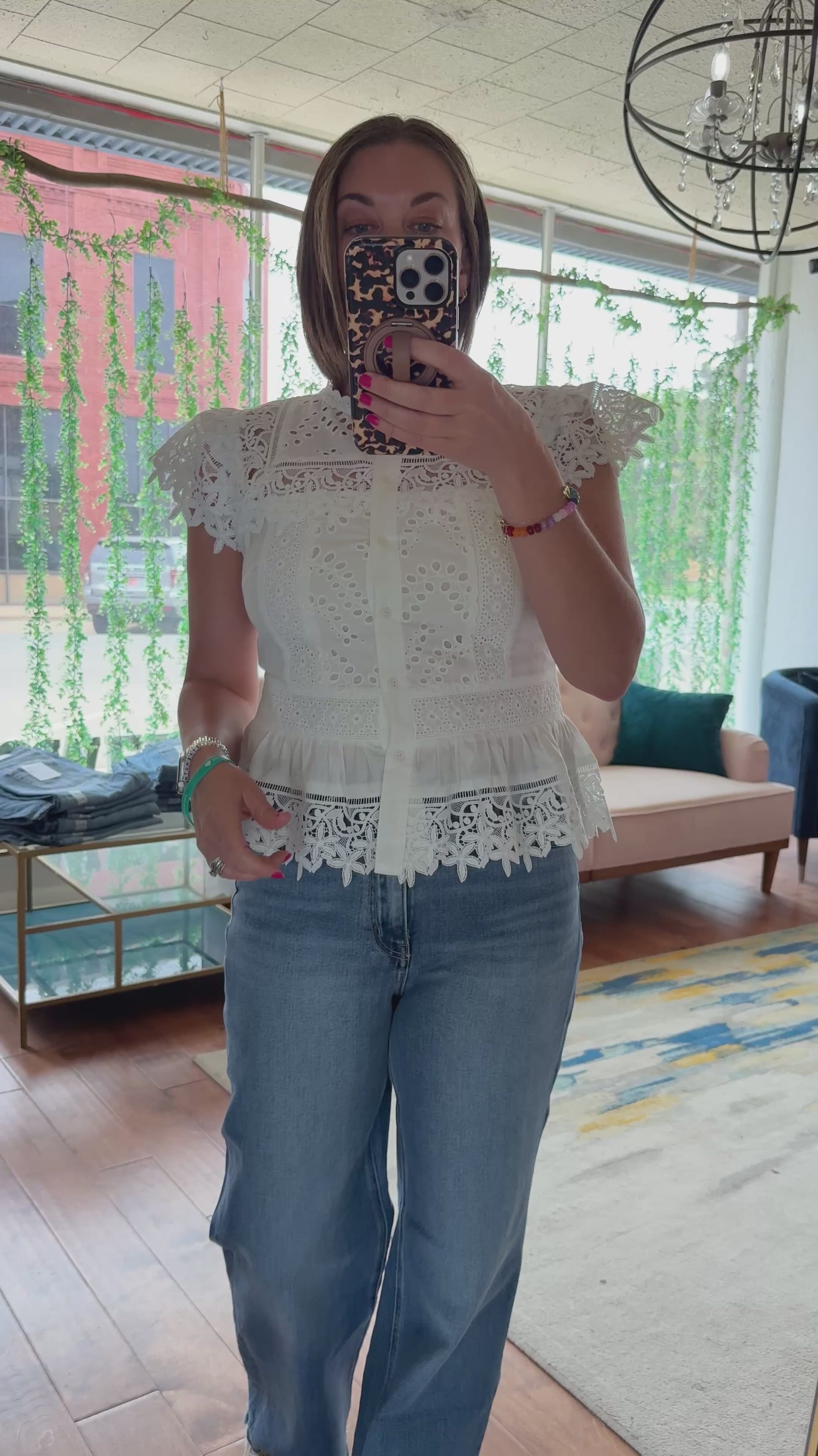 Lace & Eyelet Peplum Blouse