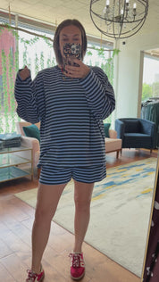 Striped Knit Top And Shorts Set