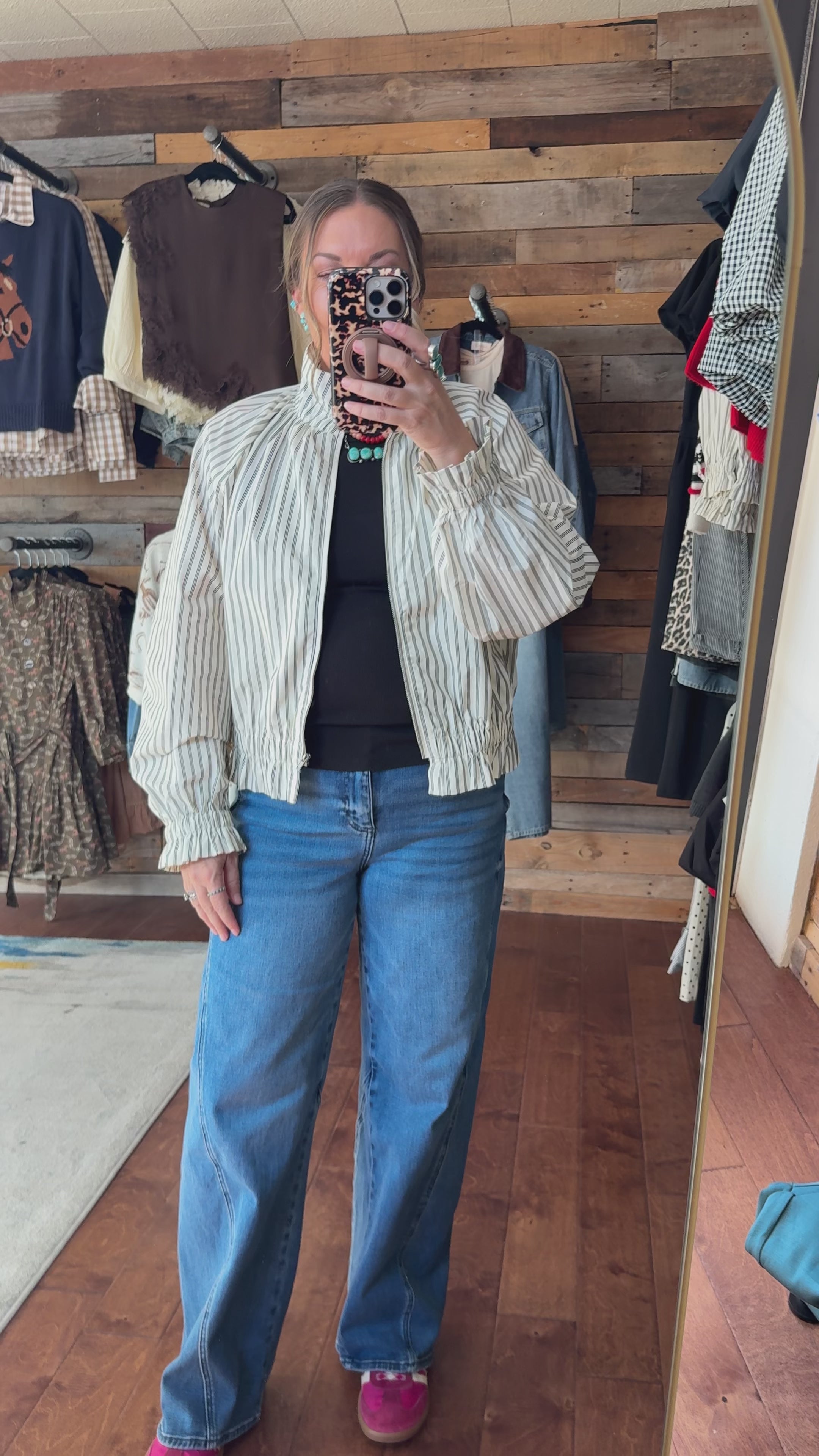 Harper Striped Ruffle Jacket