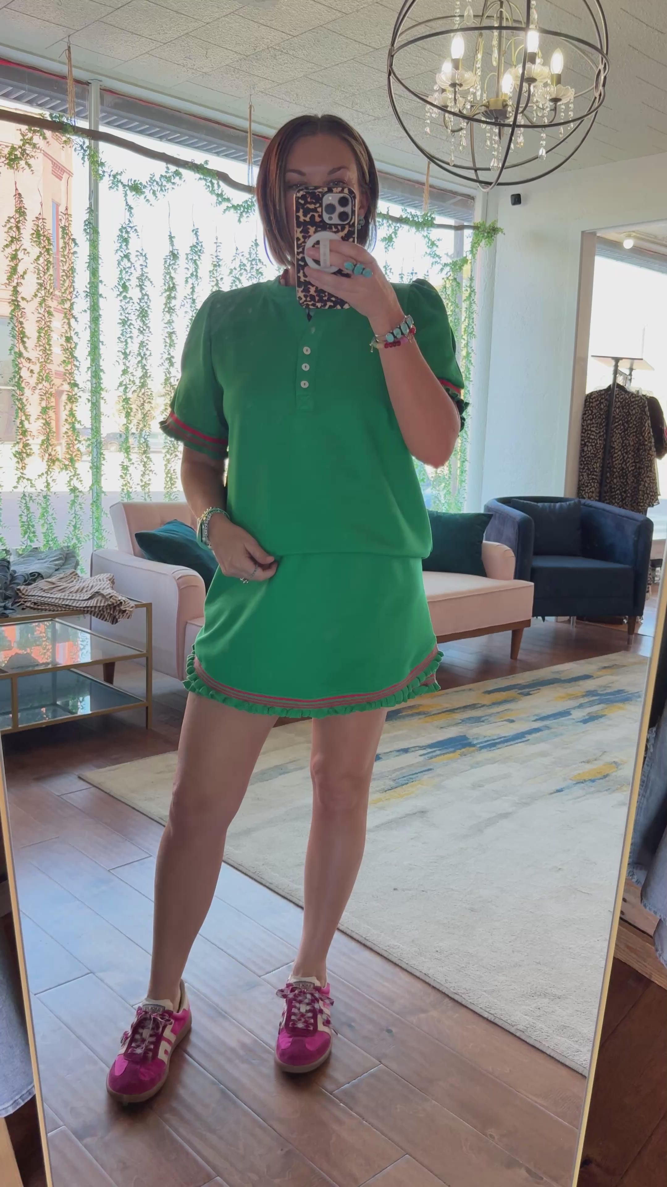 Drawstring Ruffle Hem Skort