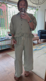 Blue/Yellow Ankle Pants