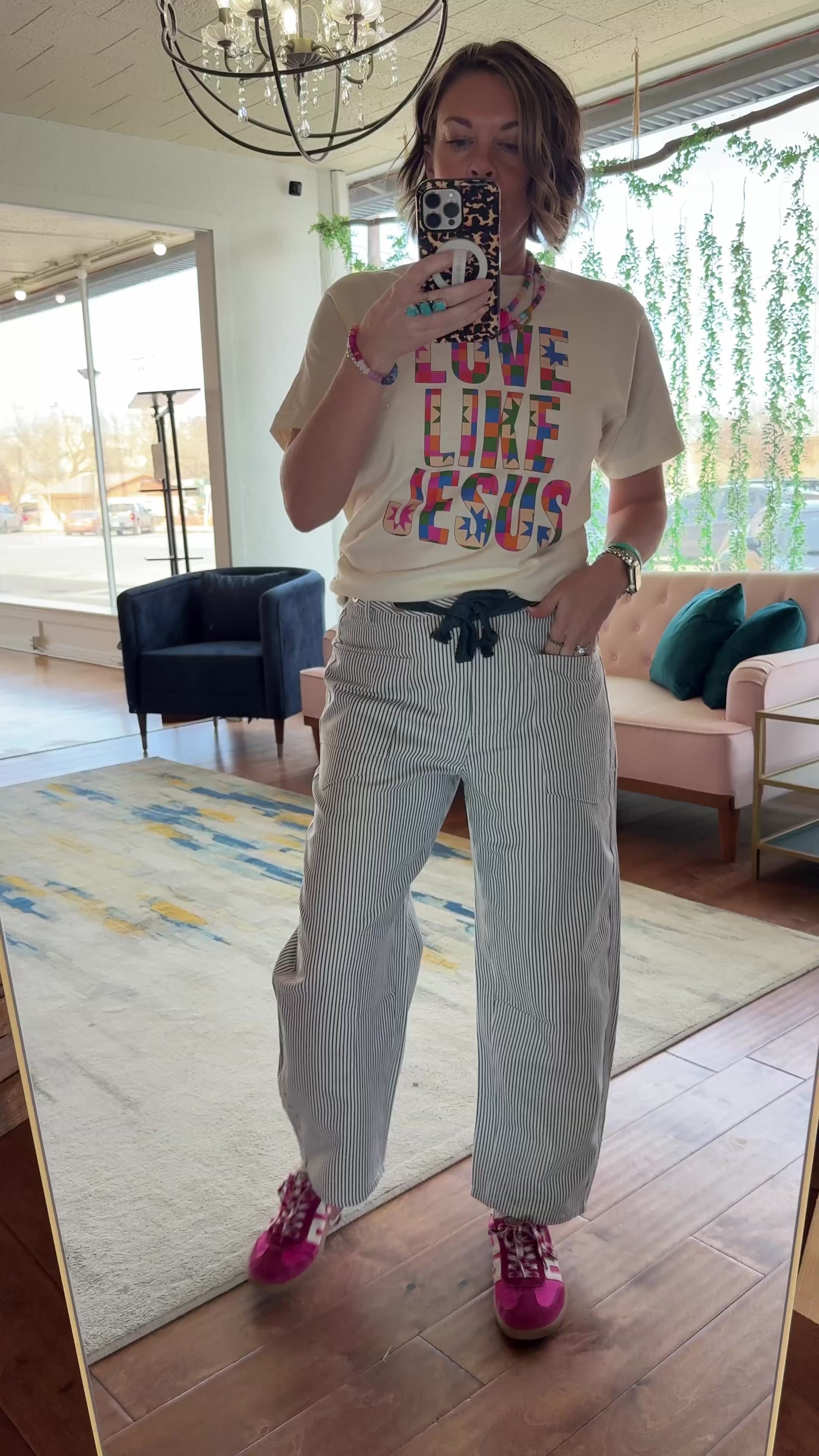 Striped Utility Barrel Pants