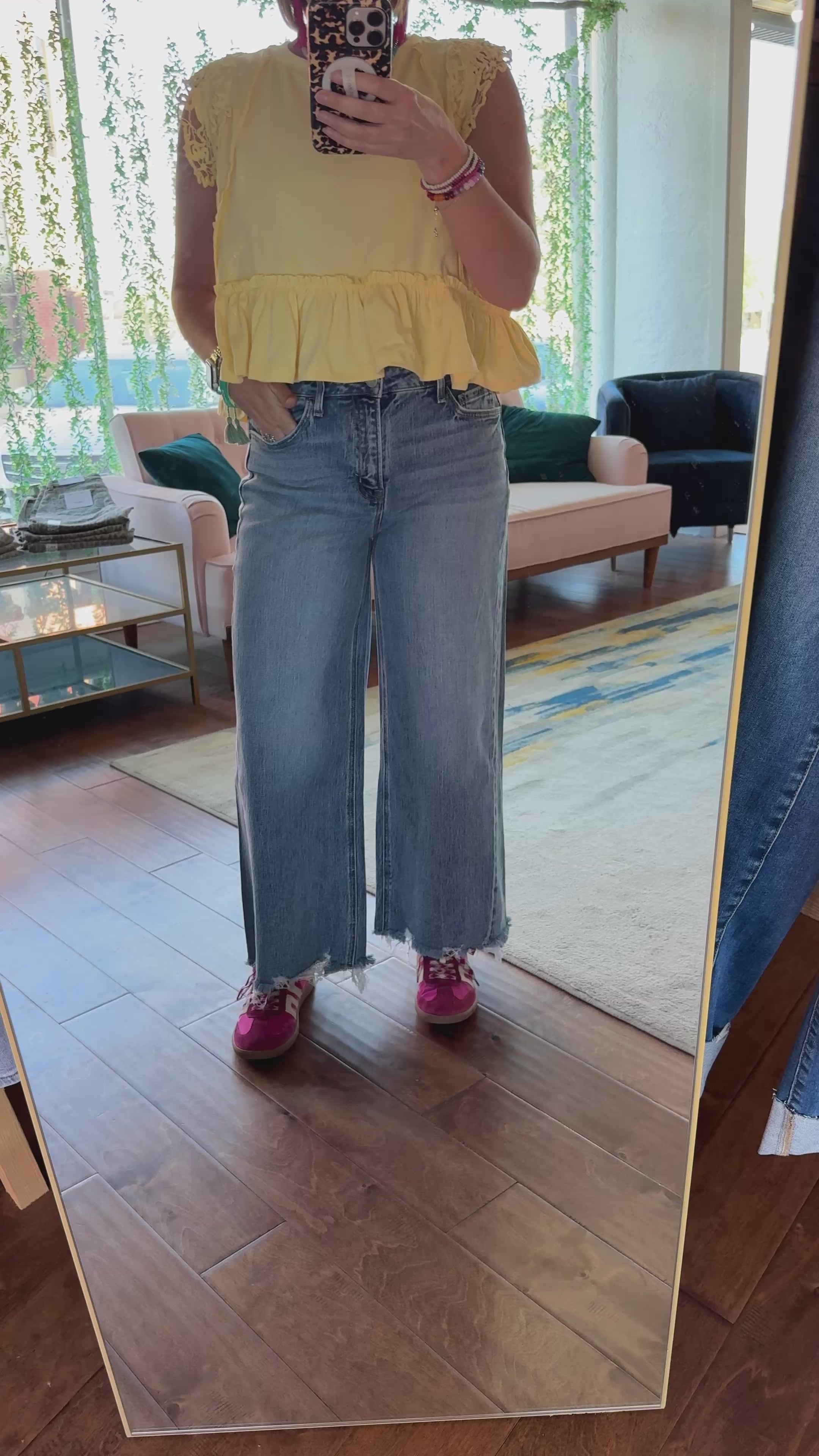 Slant Side Wide Leg Jeans