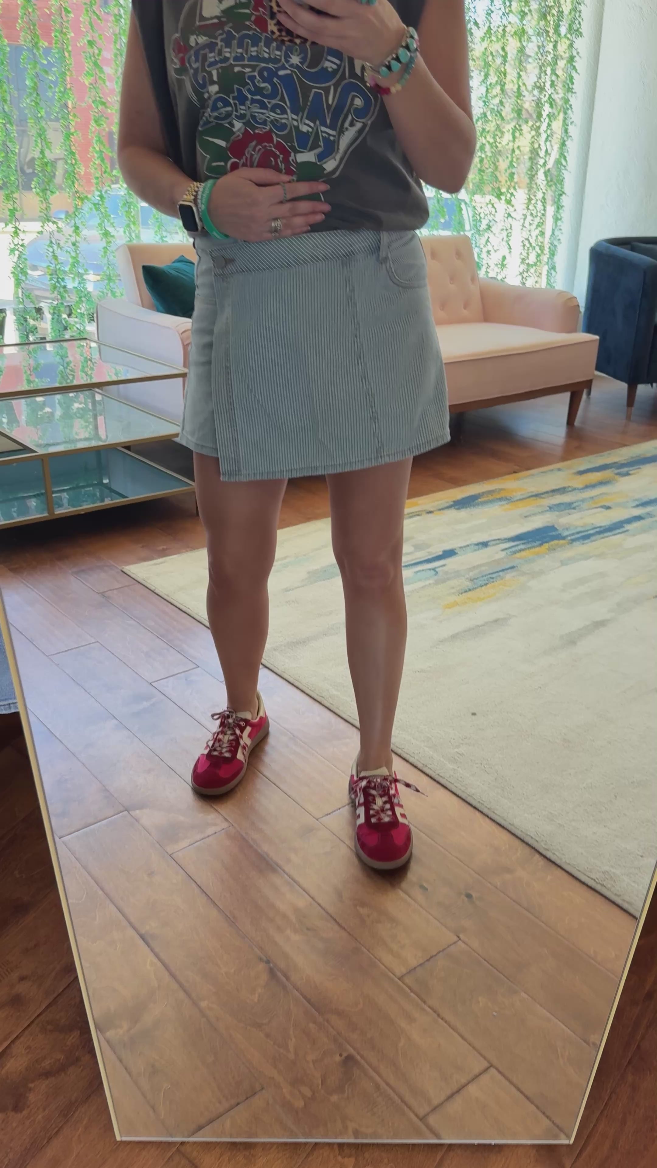 Pinstripe Back Pockets Skort