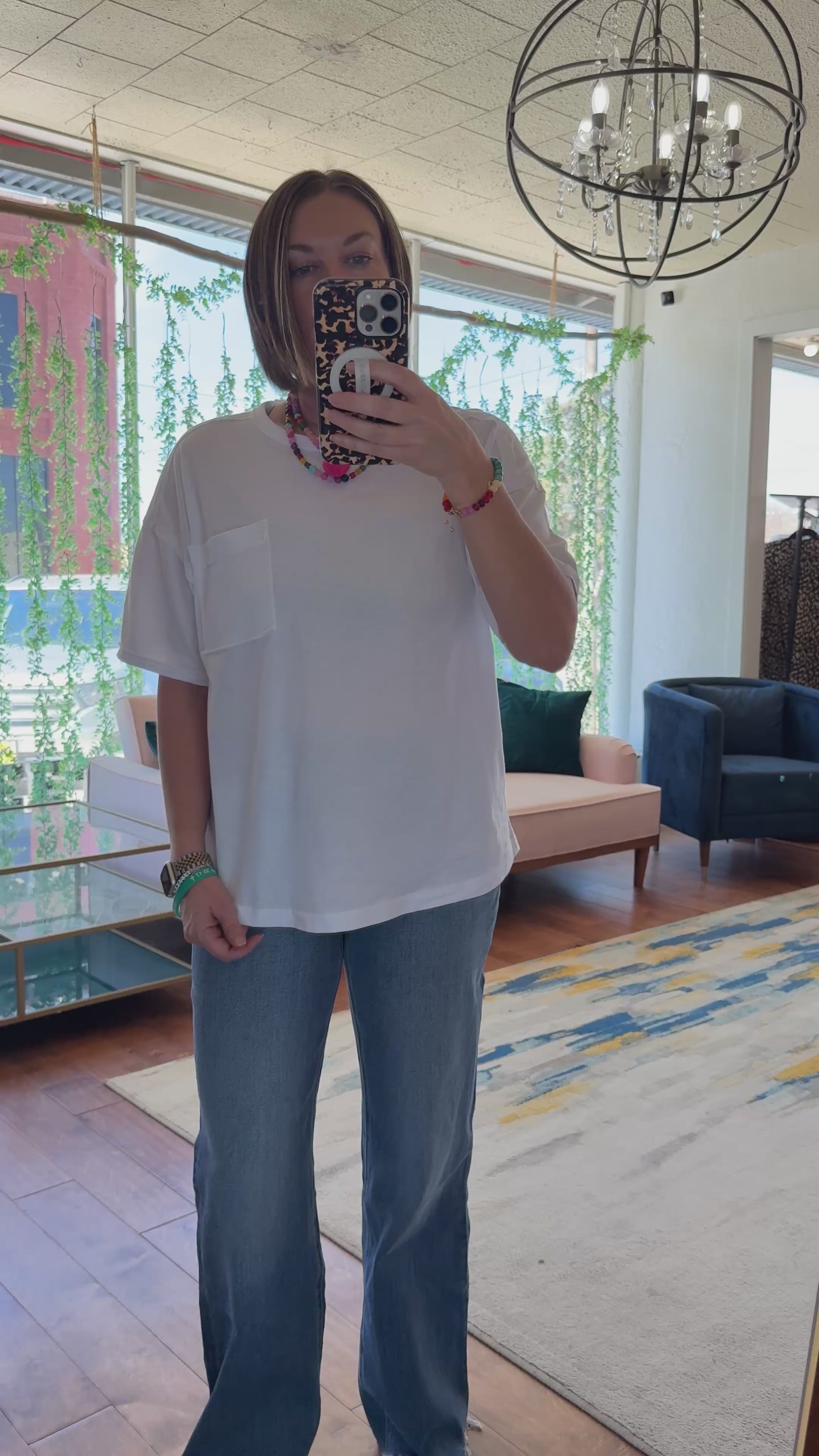 Mineral Washed Knit Top With Pocket